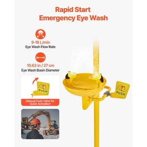 Doccia di Emergenza e Stazione di Lavaggio Occhi Approvata OSHA, 34.25 X 15.75 X 91.73 Pollici, in Acciaio Inox 304, Combinazione Doccia e Lavaocchi di Sicurezza - Product Image 5