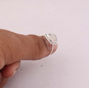 Natural Rainbow Moonstone <b>Ring</b> 925 Sterling Silver Vintage Style Blue Fire Gemstone <b>Ring</b> for Women Handcrafted Dotted <b>Boho</b> - Product Image 4