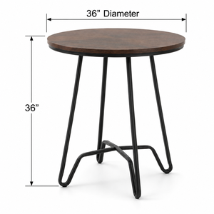 Table Ronde Moderne avec Pieds en Métal Noir Design Minimaliste pour Salon Table en Bois pour la Maison - Product Image 2