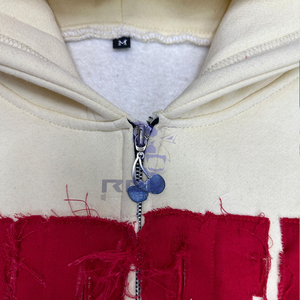 New Arrived Best Price Durable Quality Zipper Distressed Hoodie <b>Rhinestone</b> Zip up <b>Jacket</b> Acid Wash Men Fleece Streetwear Hoodie - Product Image 6