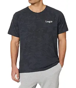 Camiseta camuflada de manga curta para homens, 100% poliéster importado, fecho pull-on, lavagem à máquina, estoque de roupas respirável, lotes