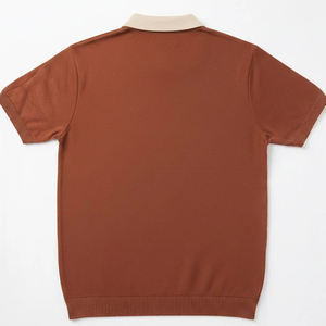 Chemise Homme Vintage en Maille Gaufrée à Col Ouvert, Ourlet Côtelé Personnalisé, Coupe Slim Décontractée, Couleur Unie, 100% Coton Respirant - Product Image 2