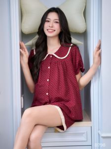 Conjunto de Shorts de Lino Rojo con Estampado Floral, Fresco y Suave, B798, Ropa de Maternidad Absorbente de Sudor para Mujeres Embarazadas, Precio al por Mayor - Product Image 3