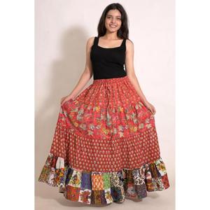 Boho <b>Patchwork</b> Cotton Long <b>Skirt</b> Handmade Indian Maxi <b>Skirt</b> Festival Beach & Casual Wear - Product Image 2