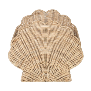Panier en rotin naturel en forme de coquille, support décoratif pour livres et magazines, organisateur de rangement pour jouets d'enfants, vente en gros Vietnam - Product Image 4