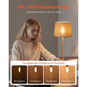 Lampadine LED Vintage in Vetro Trasparente per Candelabri, Confezione da 12, Dimmerabili, Luce Calda 2725K - Product Image 3