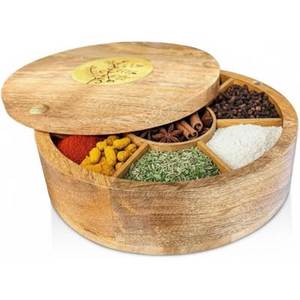 Traditional Kitchen Square Shape Six Compartment Wooden Spice <b>Boxes</b> for Spice and <b>Herbs</b> Organizing Purposes <b>Herb</b> & Spice Tools - Product Image 3