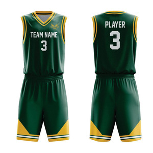 Uniforme de Baloncesto Sublimado Personalizado, Verde y Amarillo, Conjunto de Camiseta sin Mangas y Pantalones Cortos, Absorbe la Humedad, Ropa Deportiva Unisex para Adultos - Product Image 1