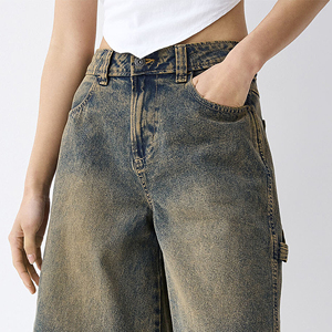 Shorts en jean droits taille haute pour femme, style américain, coupe moderne, décontractés pour l'été - Product Image 2