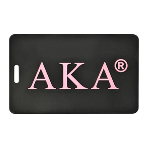 AKA Black Luggage <b>Tag</b> Black PVC Travel Bag <b>Tag</b> with Pink Lettering <b>ID</b> Address Card Holder Suitcase Travel Accessory for Women - Product Image 1