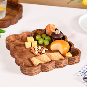 Plateau carré en bois d'acacia, plateau de service en bois naturel, fait main, rustique, pour apéritifs, fromages, fruits, en-cas - Product Image 1