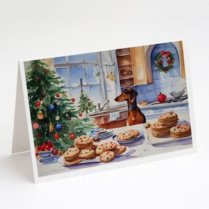 Cookies de Noël teckel lunatique A7 Cartes de voeux Paquet de 8 cartes vierges avec enveloppes Taille 5x7 - Product Image 1