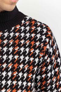 Pull tricoté pour homme à col rond et manches longues, motif vintage coloré, design original et audacieux - Product Image 6