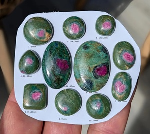Cabujón de Zoisita Rubí con base plana suelta para envolver en alambre, colgante de macramé, proveedor de metales para joyería, piedra preciosa natural - Product Image 2