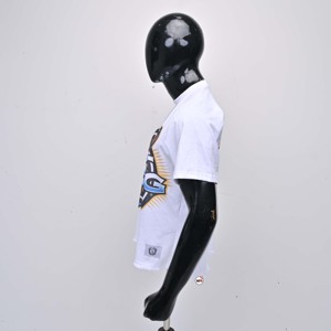 T-shirt de baseball blanc pour homme de qualité supérieure avec logo personnalisé, imprimé, décontracté, col rond, manches courtes, coupe classique, en coton - Product Image 3