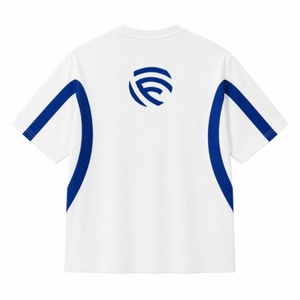T-shirt de sport pour homme |   T-shirt sport blanc et bleu royal à col rond |   Fabricant de vêtements sur mesure en tissu éponge 100% coton OEM - Product Image 3