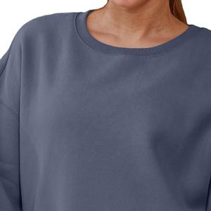 Plain Blank Solid Dear Custom Logo OEM ODM Drop Shoulder High Quality O Neck High Low Pullover <b>Vintage</b> <b>Sweatshirt</b> - Product Image 1