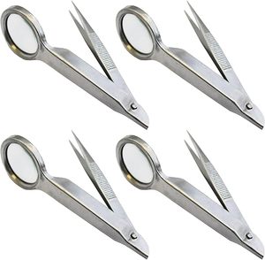 Professional Eyebrow Tweezers Magnifying Glass Slant Tip High Carbon Steel Ingrown Hair Splinter <b>Remover</b> <b>Tool</b> - Product Image 1