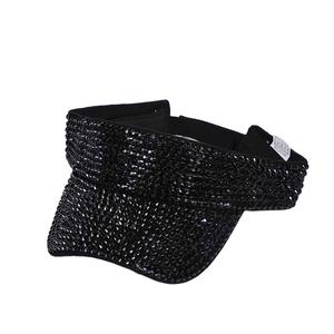 Casquettes d'été unisexes réglables de haute qualité, visières de sport à dessus ouvert avec strass et motifs losanges - Product Image 1