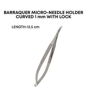 Porte-aiguilles micro-courbé Barraquer 12,5 cm en acier inoxydable allemand, instrument chirurgical ophtalmique, outil de micro-suture - Product Image 1