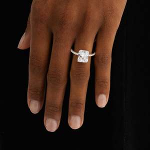 Women's Princess Cut Moissanite <b>Ring</b> Claw Setting Classic Style Engagement Jewelry - Product Image 2