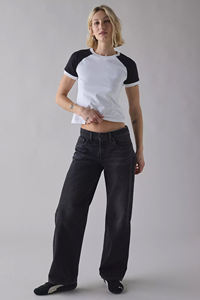 Camiseta Corta de Manga Raglán 100% Algodón para Mujer, Estilo Baby Tee, Venta al por Mayor, Personalizada con Ribete en Contraste, Ajuste Delgado, Estilo Urbano, Camiseta Ringer - Product Image 5