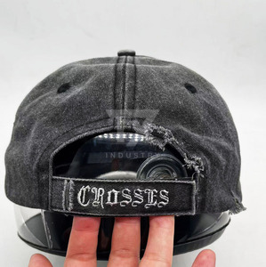 High Quality Unstructured Baseball <b>Caps</b> Custom Embroidery Logo Washed <b>Vintage</b> Distressed <b>Cap</b> 5 Panel Baseball <b>Cap</b> - Product Image 5