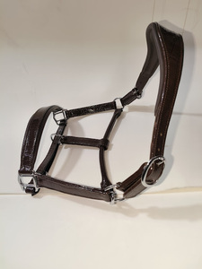 Collier de tête réglable en cuir de style selle anglaise avec surpiqûres fantaisie - Product Image 4