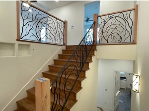 Barandilla de Escalera de Hierro Forjado de Estilo Moderno, Montada en la Pared, con Diseño de Rama de Árbol Resistente al Óxido, Tamaño Personalizable, Antirrobo; Fácil de Instalar - Product Image 3