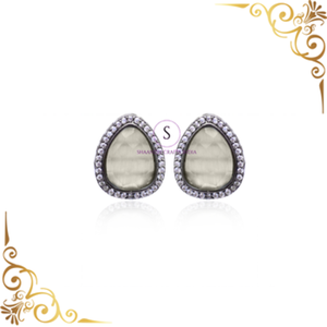 ต่างหูดีไซน์ดั้งเดิมประดับคริสตัลสีเทา งานฝีมือประณีต เหมาะสำหรับงานแต่งงาน ซานเกต ฮัลดี เมห์นดี - Product Image 3