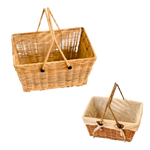 Panier de rangement en rotin écologique avec cadre métallique et doublure en tissu, idéal pour les cadeaux, fabriqué au Vietnam - Product Image 1