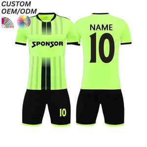 Ensemble d'entraînement de football unisexe à séchage rapide 100 % polyester, maillot uni imprimé sur le devant, uniforme, support OEM ODM, vente en gros de football - Product Image 4