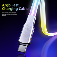 Câble de charge USB-C à LED haute qualité 5A ultra-rapide avec lumière fluide, 1m, compatible iPhone 17 et ordinateurs portables