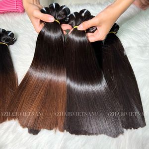 Ready to Ship Brown Tip Bone Straight Bundles Raw Vietnamese Human <b>Hair</b> Full Length 6'' - 32'' Wholesale Supplier - Product Image 2