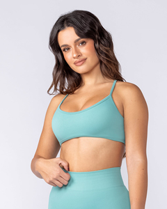 Sujetador Deportivo de Yoga para Mujer, Color Sólido, Cuello Redondo, Soporte Medio, Transpirable, Diseño Sin Costuras, Venta al Por Mayor - Product Image 3