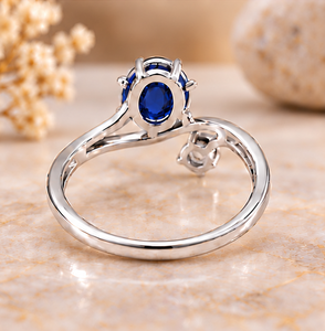 925 Sterling <b>Silver</b> Blue Sapphire <b>Ring</b>, Faceted Blue Gemstone Jewelry, Elegant <b>Statement</b> <b>Ring</b>, Women’s Gift - Product Image 2