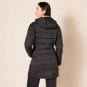 Women's <b>Black</b> <b>Long</b> Hooded Puffer Jacket Quilted Down <b>Coat</b> Windproof Zip Up Winter Outerwear - Product Image 3