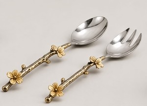 Juego de Cuchara y Tenedor para Servir Ensaladas de Lujo, Acero Inoxidable, Colección de Calidad, Apto para Lavavajillas y Microondas - Product Image 2