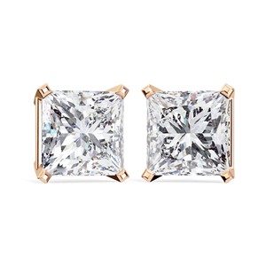 Boucles d'oreilles solitaires en or massif 18 carats avec diamant de laboratoire taille princesse 1,5 carat, fixation à tige, collection joaillerie fine - Product Image 5