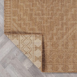 Tapis géométrique moderne rectangulaire en polypropylène, tissage plat, résistant aux taches, à poils fins, pour extérieur - Product Image 6