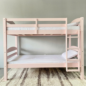 Lit superposé rose minimaliste personnalisable, meubles de chambre à coucher en bois sur mesure pour enfants - Product Image 1