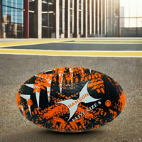 Ballon de rugby de rue professionnel populaire – Matériau synthétique en caoutchouc durable, logo personnalisé, haute rétention d'air, vessie anti-fuite