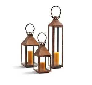 Skies Traders Vintage White Stainless Steel Arched Glass <b>Hurricane</b> Candle Holder Hanging <b>Lantern</b> Pillar Candle Stand Heat - Product Image 3