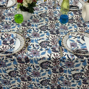 Elegant Floral Printed <b>Tablecloth</b> Cotton Linen Classic Design <b>Washable</b> Home Use Square Shape - Product Image 5