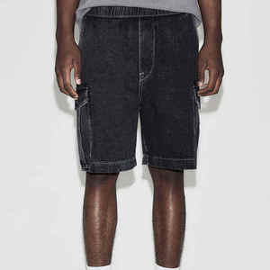 Shorts en jean décontractés pour hommes, couleur unie, coupe ample, respirants, taille mi-haute, brodés, séchage rapide, style streetwear, très demandés pour l'été - Product Image 5