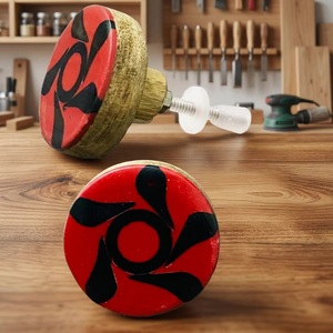 Resin Industrial Cabinet <b>Knobs</b> Red Black Round Shape Easy Installation <b>for</b> Home Office and Hospital Furniture Handles - Product Image 1