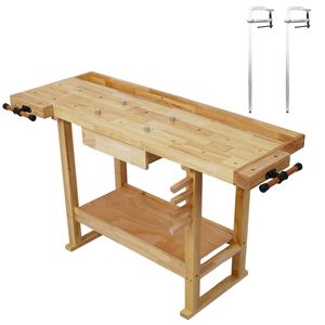 Set Banco da Lavoro in Legno da 55 Pollici per Garage, Officina, Casa, con Foro da 24 Pollici x 4 3/4 Pollici, Confezione da 2 - per Lavorazione del Legno - Product Image 1