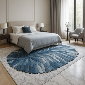 Modern Abstract Leaf Shape Hand Tufted Wool Rug Irregular Area Carpet Design Living Room <b>Decor</b> Latex Backing New Year Gift - Product Image 4