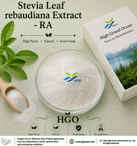 HGO Suministro directo de fábrica Extracto de hoja de Stevia natural rebaudiana (grado alimenticio) Especificación RA 45% (extracto estandarizado) - Product Image 1