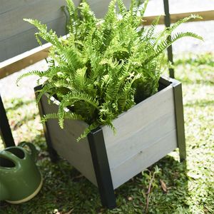 16.5x16.5x15.5in <b>Square</b> Elevated <b>Wood</b> <b>Planter</b> Box with Powder Coated Steel Legs for Outdoor Vegetable Flower Herb Gardens - Product Image 5